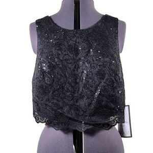 City Studio Sequin Crop Top Blouse Sz 14W